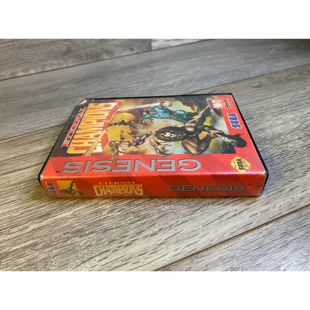 Eternal Champions Sega Genesis Fighting Game Black Cartridge with Case ‎ MA-13